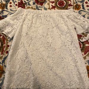 Ivory Lace Off Shoulder Shirt